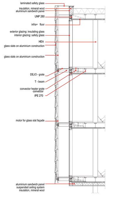 Image 39 of 39 from gallery of Kraanspoor / OTH Architecten. Glass Façade Detail Unitised Facade Detail, Double Glass Facade, Double Facade Detail, Facade Detail Architecture, Double Skin Facade Detail, Ventilated Facade Detail, Facade Detail Section, Glass Facade Detail, Facade Detail