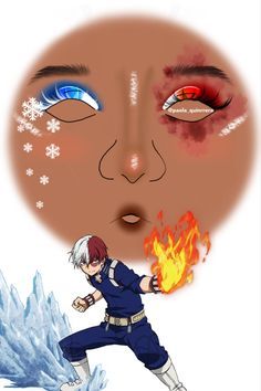 Todoroki Makeup Inspired, Todoroki Makeup, Makeup Anime, Anime Eye Makeup, Anime Cosplay Makeup, Makeup Drawing, Anime Makeup, Cute Eye Makeup, Eye Makeup Styles