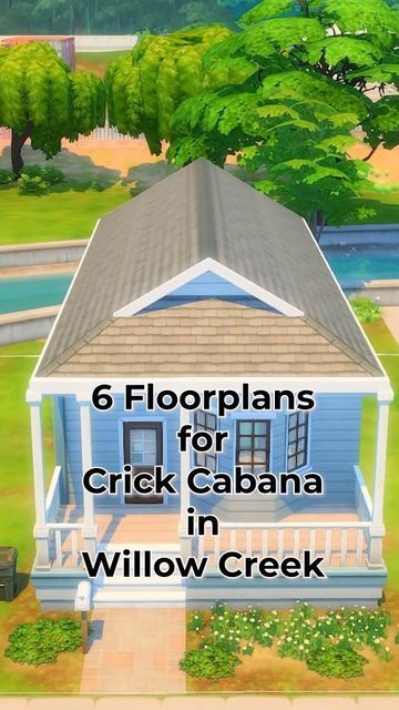 Sims 4 2 Bedroom House Plan, Sims 4 Floorplan Starter Home, Crick Cabana Sims 4 Layout, Sims 4 Shell Challenges, 20x15 Sims 4 House, Sims 4 Willow Creek Map Ideas, Sims Willow Creek House, Crick Cabana Sims 4, Sims 4 Willow Creek Makeover