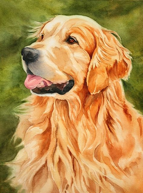 Toby by MarySue Krueger Watercolor ~ 16 x 12 Golden Retriever Watercolor, Golden Retriever Painting, Dog Watercolor Painting, Benfica Wallpaper, Golden Retriever Art, 강아지 그림, Watercolor Paintings For Beginners, A Golden Retriever, Watercolor Paintings Easy