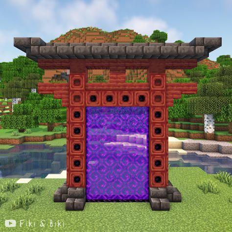 Tutorial is on our YouTube channel: Fiki & Biki 🐔 Tori Gates Minecraft, Minecraft Torii Gate Nether Portal, Minecraft Japanese Portal, Japanese Nether Portal, Minecraft Japanese Gate, Tori Gate Minecraft, Minecraft Torii Gate, Japanese Torii Gate, Minecraft Build Hacks