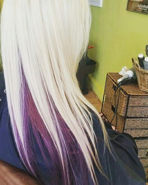 blonde highlights with purple underneath ! I love it Highlights With Purple, Blonde Highlights, I Love It, New Hair, Hair Ideas, Love It, Highlights, Hair Color, Hair Cuts