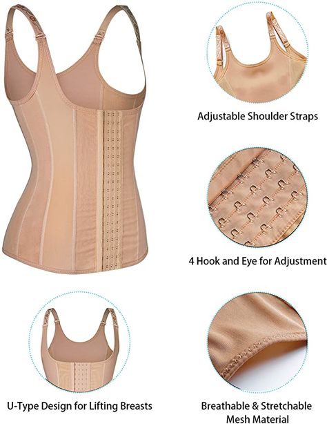 Eleady Womens Waist Trainer Corset Vest Weight Loss Breathable Tank Tops Tummy Control Shapewear Workout Slimming Body Shaper (Black Bodysuit, X-Large) at Amazon Women’s Clothing store Control Shapewear, Corset Shapewear, Corset Vest, Waist Trainer Corset, Shapewear Bodysuit, Waist Cincher, Body Shaper, Waist Trainer, Body Shapers