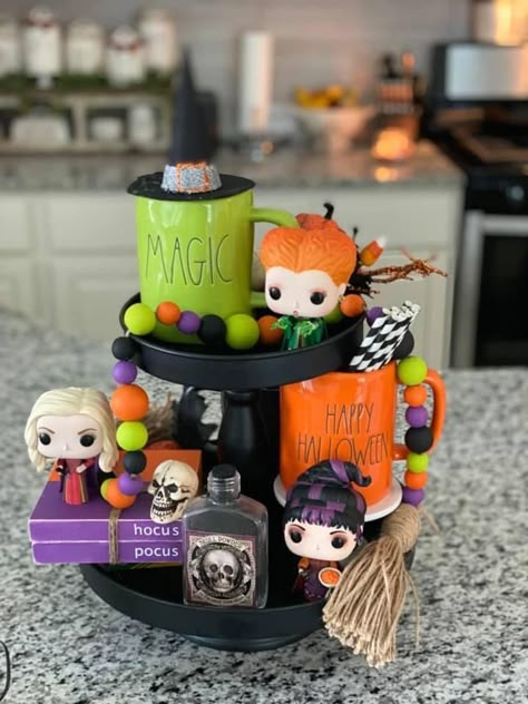 Hocus Pocus Halloween Decor Indoor, Hocus Pocus Tray Decor, Hocus Pocus Tiered Tray Decor, 3 Tier Stand Halloween Decor, Nightmare Before Christmas Tiered Tray, Hocus Pocus Tiered Tray, 2 Tier Tray Decor, 3 Teir Trays Decor Halloween, Chill Apartment Vibes