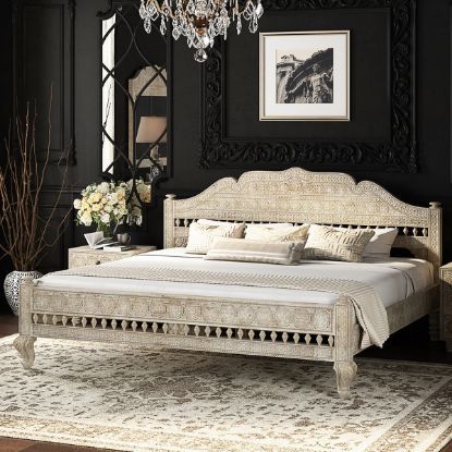 Rustic Platform Bed, Moroccan Inspired Bedroom, Tall Bed, King Size Platform Bed, White Bed Frame, Wood Platform Bed Frame, Full Size Platform Bed, Queen Size Platform Bed, Solid Wood Platform Bed