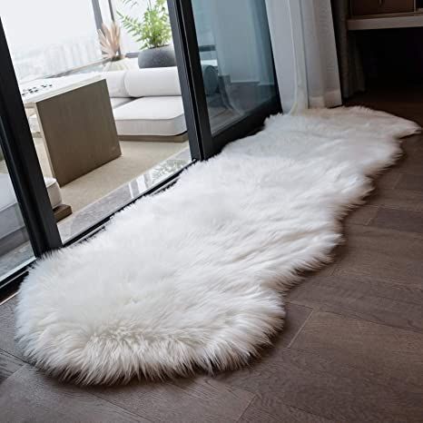 Coumore Ultra Soft Faux Sheepskin Fur Rug White Fluffy Area Rugs Chair Couch Cover Fuzzy Rug for Bedroom Bedside Floor Sofa Living Room, 2x6 Feet White Office Sanctuary, Floor Sofa Living Room, White Fur Rug, Nursery Accents, Fuzzy Rug, Faux Sheepskin Rug, Chair Couch, Faux Fur Material, Faux Fur Rug