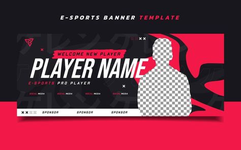 New Player Esports Gaming Banner Template with Logo for Social Media Team Template Design, Esports Banner, Gaming Banner Template, Hiring Design, Game Banner Design, Mlbb Player, Banner Gaming, Welcome Banners, Facebook Header