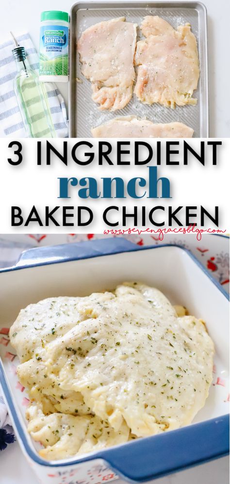 Simple Ingredient Chicken Recipes, Baked Chicken With Ranch Packet, Chicken With Dry Ranch Packet, Oven Recipes For Dinner Easy Chicken, 3 Ingredients Chicken Recipes, Baked Chicken Recipes Ranch Packet, Powder Ranch Chicken Recipes, Ranch Dressing Mix Chicken Recipes, Chicken With Ranch Dressing Packet