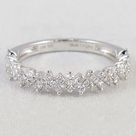 Premium Quality Diamond Wedding Band Ring White Gold 0.34 CT, Dainty Diamond Wedding Band by ElevateJewelryLA on Etsy https://www.etsy.com/listing/218781693/premium-quality-diamond-wedding-band Silver Wedding Bands Women, Diamond Wedding Anniversary, Half Eternity Wedding Band, Color Stones, Vintage Style Rings, Silver Wedding Bands, Half Eternity Band, Eternity Ring Diamond, Round Moissanite