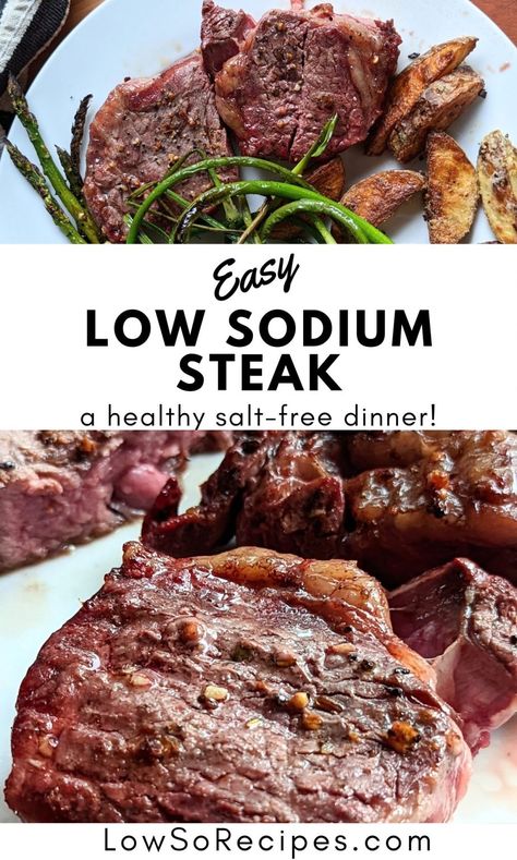 Low Sodium Steak Recipe (No Salt Added) - Low So Recipes Low Sodium Steak Seasoning, Low Sodium Steak Recipes, Low Sodium Steak Marinade, No Salt Recipes Meals, Salt Free Diet Low Sodium Recipes, Recipes Low Sodium, New York Steak Recipe, Steak Tenderloin, Steak Seasoning Recipe