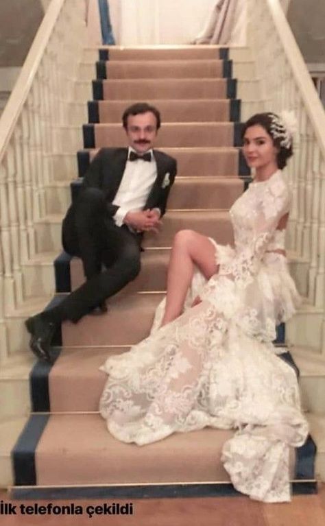 Güven Murat Akpınar y Ebru Şahin en el set de "İstanbullu Gelin" Bride Dress, One Shoulder Wedding Dress, Lace Wedding, Istanbul, Wedding Dresses Lace, One Shoulder, Wedding Dress, Lace