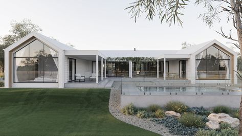 Gable House | Lloyd Sage Design Studio Gable House Exterior, Gable Roof House, Provence House, Sage Design, Pole House, Exterior Facade, Exterior Wall Cladding, Gable House, Front Facade