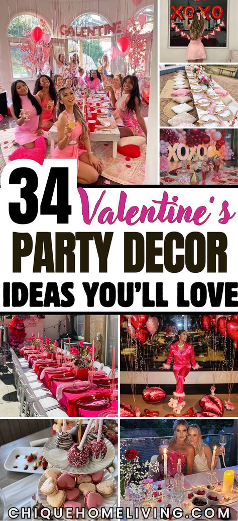 Celebrate your besties in style with these 34 Insanely Cute Galentine’s Party Ideas That You’ll Love! 💖✨ Whether you’re planning a cozy night in or a chic soirée, these ideas will bring all the love and laughter. Think DIY heart-shaped charcuterie boards, pink cocktails and mocktails, and fun photo backdrops with balloons and streamers. Set up a self-care station with face masks or host a rom-com movie marathon. Don’t forget themed desserts like cupcakes with empowering quotes or Galentine’s co Galentines Cocktail Party, Galentines Board Night, Galantines Day Party Ideas, Galtines Party Ideas, Backdrops With Balloons, Galentines Party Decor Ideas, Galentines Party Activities, Galentines Cocktails, Galentines Aesthetic