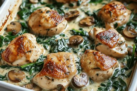 Introduction This Chicken, Spinach, and Mushroom Low-Carb Oven Dish is a delicious and nutritious meal perfect for those following a low-carb or keto lifestyle. Combining tender chicken breasts with ... Learn more Chicken Spinach Mushroom, Spinach And Mushroom, Chicken Spinach, Spinach Stuffed Mushrooms, Oven Dishes, Mushroom Chicken, Spinach And Cheese, Spinach Stuffed Chicken, Keto Lifestyle