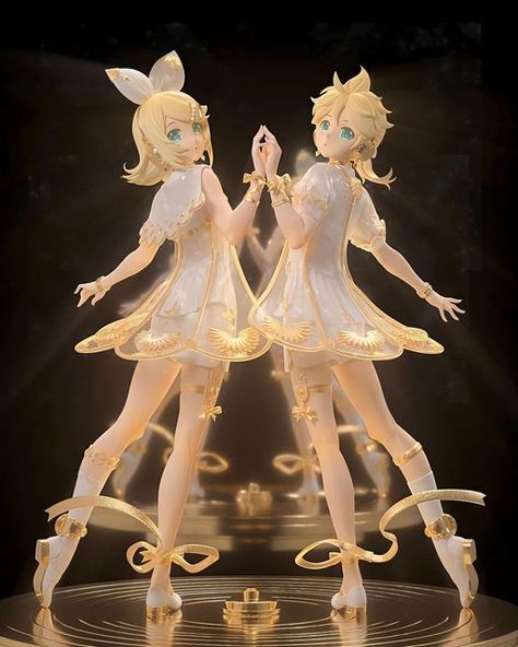 Rin And Len, Len Y Rin, Kagamine Rin And Len, Miku Hatsune Vocaloid, Vocaloid Characters, Kagamine Rin, Anime Figurines, Figure Poses, Anime Dolls