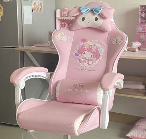 My Melody Gaming Chair, My Melody Chair, Hello Kitty Desk Chair, Hello Kitty Gaming Chair, My Melody Gaming Setup, Sanrio Gaming Chair, Kawaii Gaming Chair, Habitacion Aesthetic, Hello Kitty Furniture