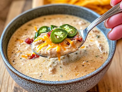 Spicy Jalapeño Popper Chicken Soup Jalapeno Popper Chicken Soup, Popper Soup, Recipes Jalapeno, Chicken Jalapeno, Popper Chicken, Jalapeno Popper Chicken, Chicken Soup Recipe, Jalapeno Chicken, Beet Recipes