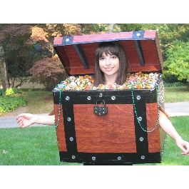 costume Treasure Chest Costume Diy, Pirate Treasure Costume, Treasure Chest Costume, Treasure Costume, Preschool Pirates, Bookweek Costumes, Halloween Costume Ideas Kids, Sam Halloween, Treasure Chest Craft