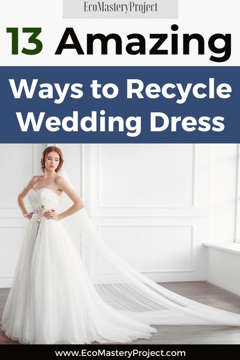 The wedding dress is the most important garment that a bride will ever wear. It's also one of the most expensive garments so it makes sense to want to get as much use out of it as possible! Check out these 13 amazing ways you can recycle your wedding dress and extend its life for years after your big day. #weddingdressrecycleideas #bridalfashion Recycled Wedding Dress Ideas, Dress Into Skirt, Reuse Wedding Dress, Repurpose Wedding Dress, Upcycled Wedding Dress, Recycle Wedding Dress, Upcycling Crafts, Recycled Wedding, Wedding Dress Costume