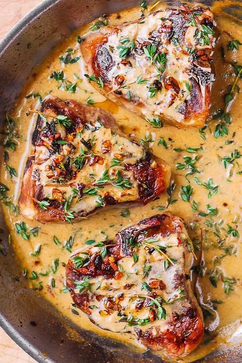 Easy Pan-Seared Lamb Chops with Mustard-Thyme Sauce Mediterranean Lamb Loin Chop Recipes, Lamb Chops And Shrimp, Keto Lamb Chops, Lamb Loin Recipes Ovens, Oven Baked Lamb Chops Recipes, Keto Lamb Recipes, Lamb Chop Sauce Recipe, Bone In Lamb Chop Recipes, Seared Lamb Chops Recipe