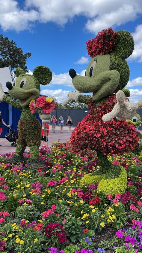 Mickey and Minnie Topiaries spotted in Epcot ahead of Flower and Garden Festival Disney Flower And Garden Festival, Flower And Garden Festival Epcot, Disney Statues, Epcot Flower And Garden Festival, Disney Garden, Disney World Pictures, Garden Festival, Disney Travel, Flower Festival