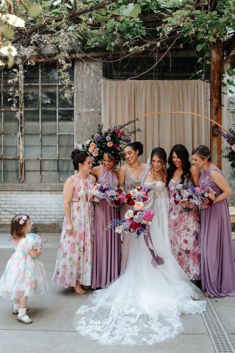 mismatch purple pink floral bridesmaid and flower girl dresses Mix Match Purple Bridesmaid Dresses, Mixed Purple Bridesmaid Dresses, Mismatched Bridesmaid Dresses Purple, Purple And Pink Bridesmaid Dresses, Purple Mismatched Bridesmaid Dresses, Purple Bridesmaid Dresses Mismatched, Pink And Purple Bridesmaid Dresses, Shades Of Purple Bridesmaid Dresses, Purple Floral Bridesmaid Dresses