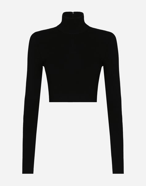 Cropped turtle-neck top: Black 18-gauge knit Turtle-neck Long sleeves Cropped fit Zipper on the back The piece measures 39 cm from the shoulder seam on a size IT 40 The model is 175 cm tall and wears a size IT 40 Made in Italy Dolce Gabbana Sweater, Job Clothes, Black Knitwear, Wide Leg Jeans Cropped, Xmas Wishlist, Black Long Sleeve Crop Top, Turtle Neck Crop Top, Sweaters And Cardigans, Cropped Pullover