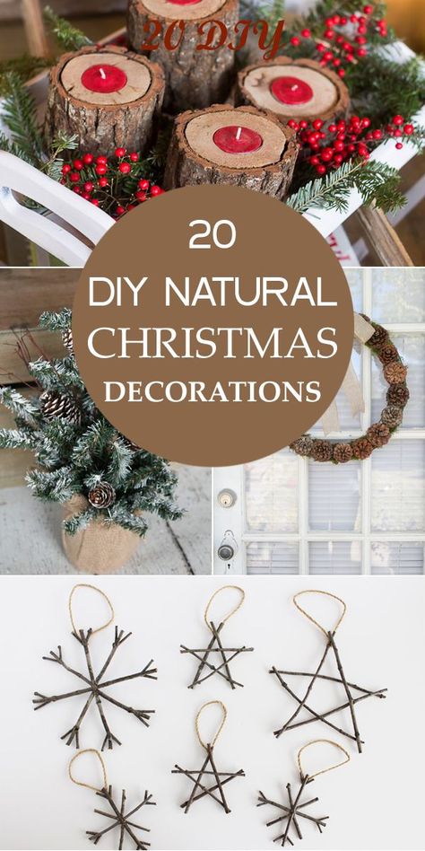 20 DIY Natural Christmas Decorations Natural Christmas Decorations Diy, Diy Natural Christmas Decorations, Natural Christmas Decorations, Diy Christmas Pictures, Natal Natural, Natural Christmas Tree, Koti Diy, Natural Christmas Decor, Homemade Christmas Decorations