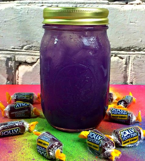 Ingredients 12-15 pieces of Grape Jolly Ranchers in each mason jar 5 C everclear 40% abv 3 8 oz mason jar 1 bottle of grape juice 1 C of sprite Instructions Unwrap the Grape Jolly ranchers and place into the mason jars. Fill Jolly Rancher Moonshine, Grape Jolly Rancher, Homemade Moonshine, Homemade Liquor, Liquor Recipes, Moonshine Recipes, Jolly Rancher, Incredible Recipes, Alcohol Drink Recipes