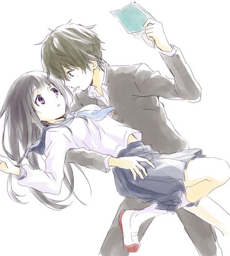 Hyouka Chitanda, Kyoto Animation, Manga Couple, Anime Couple, Manga Love, Anime Ships, Girl Falling, Cute Anime Couples, Anime Shows