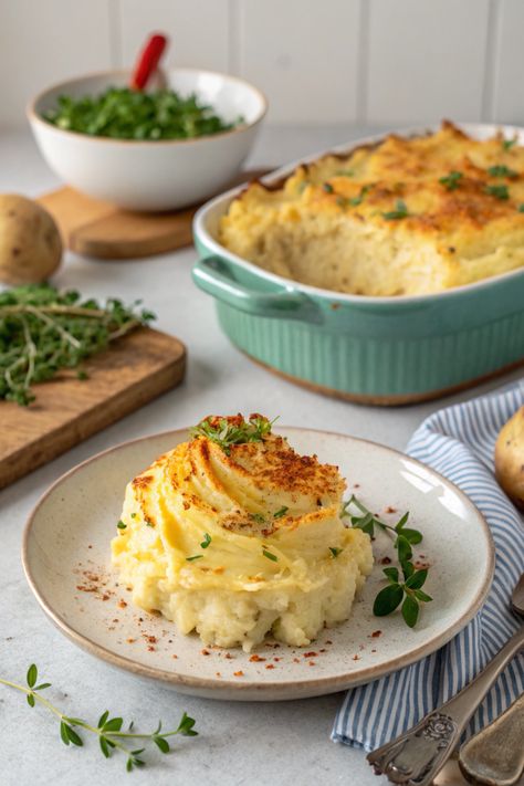 6 Simple Ingredients for a Delicious Vegan Mashed Potato Bake Potatoes Vegan Recipes, Mashed Potato Bake Recipe, Mashed Potato Bake, Roasted Veggie Medley, Cheesy Baked Mashed Potatoes, Cream Cheese Mashed Potatoes, Baked Mashed Potatoes, Cheese Mashed Potatoes, Vegan Mashed Potatoes