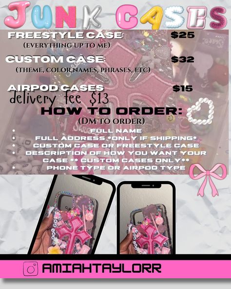 junk cases now available !! Dm to order 💕. #iphone #iphonecase #junkcasebyme #case #plus #phonecase #pro #phonecases #promax #samsungcase #apple #iphonex #iphonecases #s #casingiphone #samsung #cases #casemurah #customcase #phone #junkcasesbyme #phonecaseshop #phonecover #junkcasesforsale #hardcase #casingmurah #smartphone #fashion #phoneaccessories #junkcase Junked Phone Cases, Junk Case Business Names, Junk Cases Iphone, Custom Phone Cases Diy, Bling Phone Cases Diy, Coquette Things, Junk Case, Ipad Essentials, Decals Codes