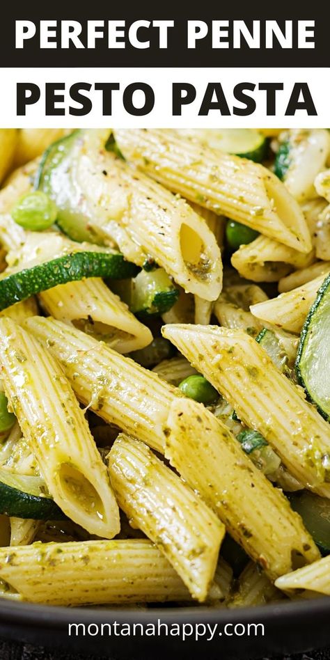 Creamy Pesto Penne Pasta Cold Penne Pasta Recipes, Easy Pesto Pasta Recipes, Pesto Penne Pasta, Easy Penne Pasta Recipes, Pasta With Pesto Sauce, Penne Pesto, Meals To Make At Home, Easy Meals To Make, Pasta With Pesto