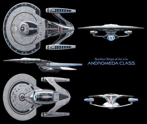 Andromeda Class Starship - High Resolution by Enethrin on DeviantArt Federation Starships, Star Trek Rpg, Star Trek Data, Star Trek Online, United Federation Of Planets, Starfleet Ships, Ship Of The Line, Star Trek Images, Star Trek Characters