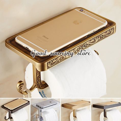 silver antique golden oil rubbed bronze black white bathroom toilet paper holder can load phone Toilet Paper Holder Shelf, Bathroom Toilet Paper Holder, Toilet Paper Holder Wall Mount, Bathroom Toilet Paper, Toilet Paper Holder Stand, Toilet Paper Holder Wall, Space Bathroom, Toilet Shelves, Bathroom Toilet Paper Holders