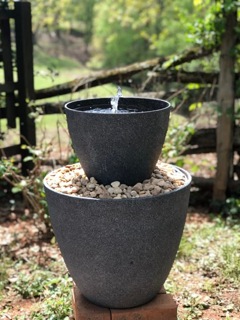 DIY Solar Water Fountain Under $50 • Southern Chick Journal Diy Solar Water Fountain, Garden Fountain Ideas, Solar Powered Fountain Pump, Diy Solar Fountain, Water Fountain Design, Solar Powered Fountain, Diy Water Feature, Solar Water Fountain, Fountain Ideas