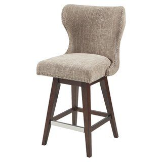 Madison Park Irvine Upholstered 27-inch Swivel Bar Stool (camel/ brown) Farmhouse Bar Stools, Silver Nail, Kitchen Chair, Kick Plate, Swivel Counter Stools, Bar Height Stools, Swivel Stool, Madison Park, Counter Height Stools