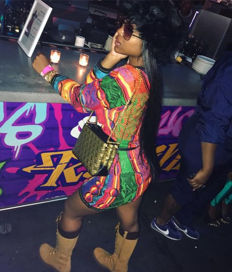 12.3.16 “Even in the dark baby imma shine bright 🤑 Dress : #Coogi Shoes : #Timberland Hair :…” Coogi Dress Outfit, 90s Coogi Outfit, Coogi Outfit, Coogi Dress, 90s Attire, 90s Hip Hop Party, 90s Party Outfit, Kid Hairstyles, Jayda Wayda