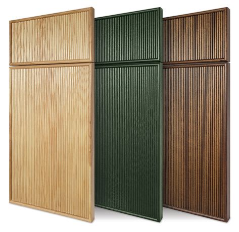 Built In Cabinet Door Ideas, Texture Cabinet Doors, Cabinet Shutter Design, Wood Slat Kitchen Cabinets, Reeded Wood Kitchen Island, Cabinet Door Profiles, Fluted Cabinet Door, Reeded Cabinets, Beaded Cabinet