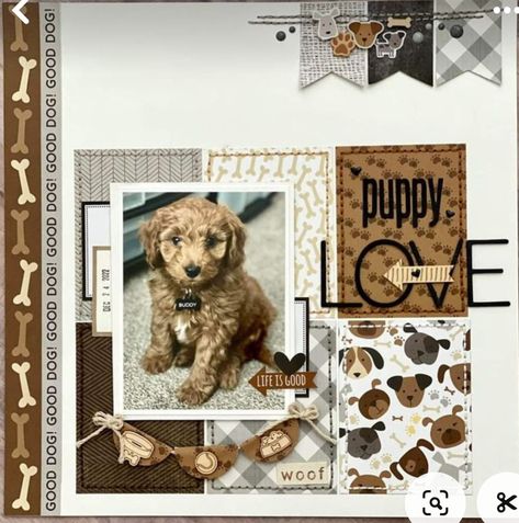 Scrapbook Ideas Pets, Scrapbooking Dogs Ideas, Dog Scrapbook Pages Ideas, Dog Scrapbook Pages, Pet Scrapbook Ideas, Dog Scrapbook Ideas, Scrapbooking Pets, Scrapbook Shadow Box, Dog Scrapbook Layouts