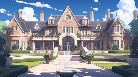 Anime Mansion Background, Anime Mansion House, Anime Mansion, Japanese Mansion, Anime Houses, Background Anime, Anime House, Castle Background, Anime Places