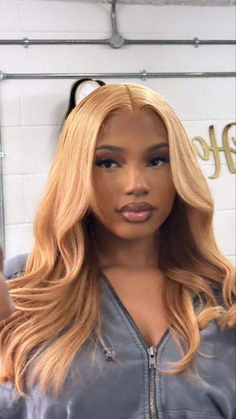 Highlight Weave, Blonde Hair On Black Women, Golden Blonde Wig, Hairstyle Braided, Blonde Weave, Waterfall Braid Hairstyle, Graduation Hair, Radiate Confidence, Braid Hairstyle