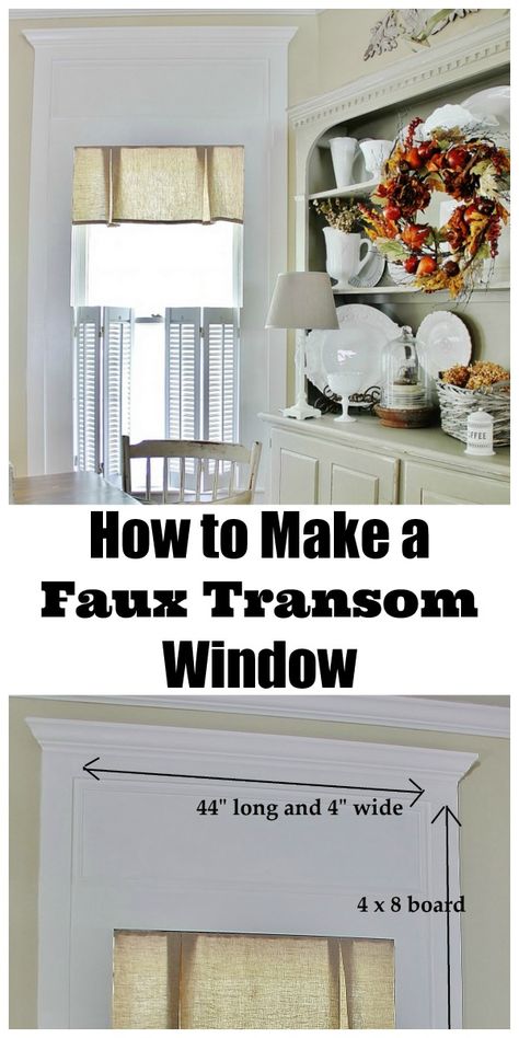 how to make a faux transom window Faux Transom Window, Faux Transom, Transom Window, Thistlewood Farms, Faux Window, Window Molding, Transom Windows, How To Make Curtains, French Doors Interior