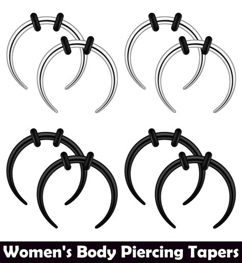 Qmcandy 8pcs 10G 12G 14G 16G 18G Stainless Steel Black Silver Pinchers Septum Piercing Horseshoes Nose Rings Buffalo Taper wi Black Septum, Septum Piercing Jewelry, Septum Rings, Stone Plugs, Earring Hoop, Septum Jewelry, Body Jewelry Piercing, Rings Silver, Resin Ring