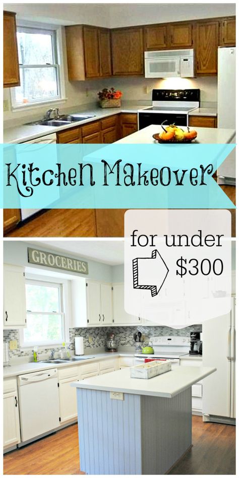 $300 Kitchen Makeover Cheap Kitchen Makeover, Old Kitchen Cabinets, Gray And White Kitchen, Kitchen Diy Makeover, Diy Kitchen Renovation, Kitchen Cabinets Makeover, Cheap Kitchen, Simple Kitchen, Interior Modern