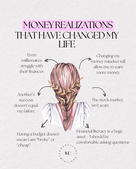 Money Realizations that have changed my life: Part 1 1️⃣ Even millionaires struggle with money More money doesn’t mean you are better with money. You can still be clueless about how to manage it well. 2️⃣ Changing my money mindset will allow me to earn more This was a biggie for me! The moment I acknowledged + started working on my limiting beliefs around money was the moment I started earning more money. 3️⃣ Another’s success doesn’t equate to my failure I would get so jealous befor... Financial Literacy Lessons, Practicing Self Love, Money Saving Techniques, Money Management Advice, Financial Strategies, Business Jobs, Money Advice, Money Saving Strategies, Finance Investing