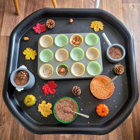 Autumn Tuff Tray Ideas and Sensory Play Activities for Fall Thanksgiving Tuff Tray Ideas, Harvest Tuff Tray Ideas, Pumpkin Eyfs Activities, November Tuff Tray Ideas, Pumpkin Tuff Tray Ideas, Pumpkin Tuff Tray, Autumn Messy Play, Story Tuff Tray Ideas, Toddler Tuff Tray Ideas