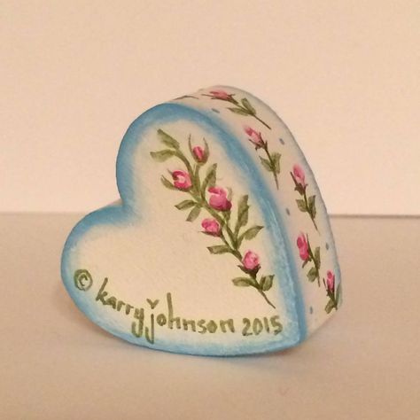 Pretty painted heart shaped box by Karry Edlund Johnson Heart Box Painting Ideas, Two Swans, Box Painting, Box Makeover, Jewelry Box Makeover, Heart Shape Box, Heart Box, Flying Saucer, Wooden Heart