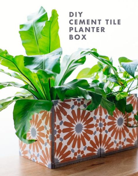 Leftover Tile Ideas Diy, Tile Planter, Jungalow Decor, Leftover Tile, Diy Cement, Diy Planter, Justina Blakeney, Tile Crafts, Cement Planters