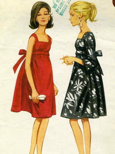 Tent Dress Sewing Pattern, Butterick Dress Patterns, Party Dress Patterns, Patron Vintage, 1960 Fashion, Fashion 1960s, Fashion Design Patterns, Vintage Dress Patterns, Tent Dress